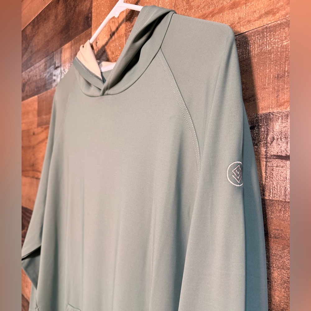 New Nwot Straight Down Men's Green Tan Hoodie Swe… - image 3